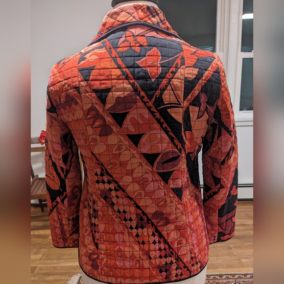 Saks Fifth Avenue 100% Silk Print Jacket made in Italy Sz 14 - Picture 5 of 11